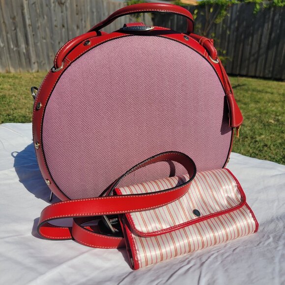 Alexander Mcqueen X Samsonite Black Label Round Red Carry-On Travel Bag - Picture 10 of 16